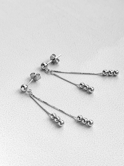 Сережки без вставок Срібло 925° (родій) 110324