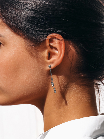 Сережки без вставок Срібло 925° (родій) 110324