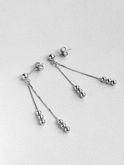 Сережки без вставок Срібло 925° (родій) 110324