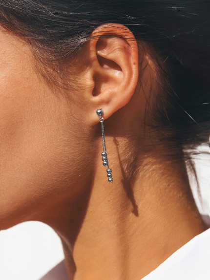 Сережки без вставок Срібло 925° (родій) 110324