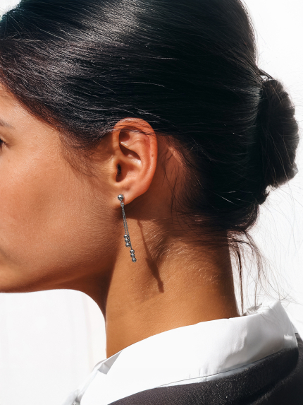 Сережки без вставок Срібло 925° (родій) 110324