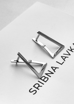 Сережки без вставок Срібло 925° (родій) 134510