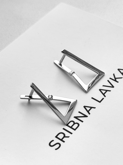 Сережки без вставок Срібло 925° (родій) 134510