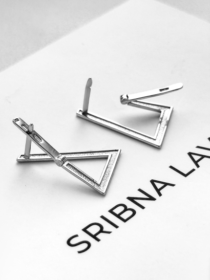 Сережки без вставок Срібло 925° (родій) 134510