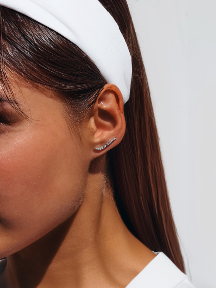 Сережки фіаніт Срібло 925° (родій) 136810