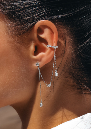 Сережки фіаніт Срібло 925° (родій) 978353