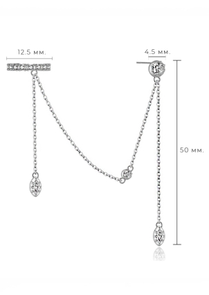 Сережки фіаніт Срібло 925° (родій) 978353