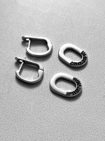 Сережки фіаніт Срібло 925° (родій) 001025ч