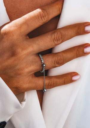 Каблучка фіаніт Срібло 925° (родій) 978355