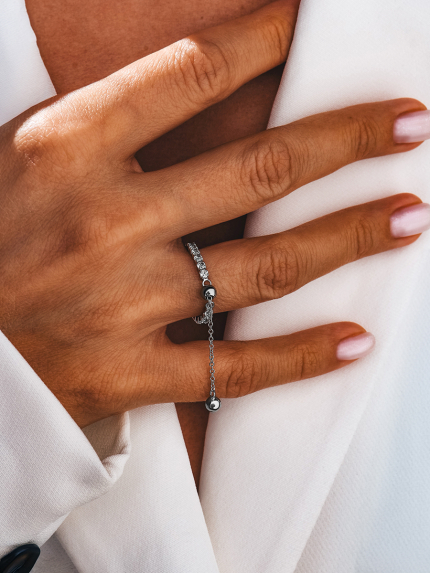 Pierścionek z cyrkonem Srebro 925° (rod) 978355