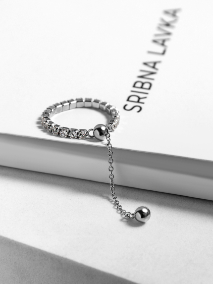 Pierścionek z cyrkonem Srebro 925° (rod) 978355