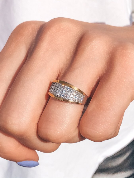 Pierścionek cyrkonia Srebro 925° Złoto 375° 198k