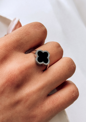 Каблучка онікс Срібло 925° (родій) 100199