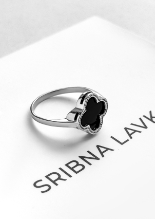 Каблучка онікс Срібло 925° (родій) 100199