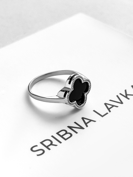 Каблучка онікс Срібло 925° (родій) 100199
