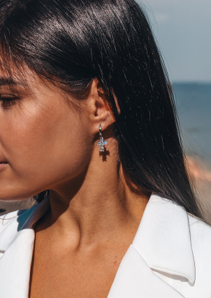 Сережки Фіаніт (8А) Срібло 925° (родій) 978486