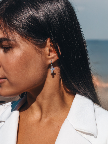 Сережки Фіаніт (8А) Срібло 925° (родій) 978486