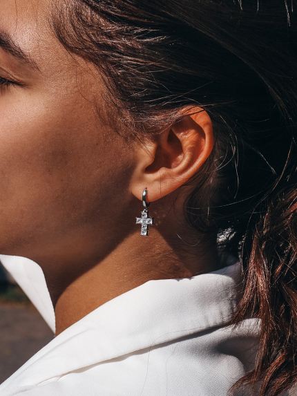 Сережки Фіаніт (8А) Срібло 925° (родій) 978486