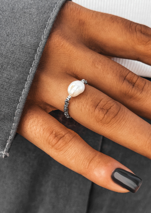 Каблучка перлина Срібло 925° (родій) 978489