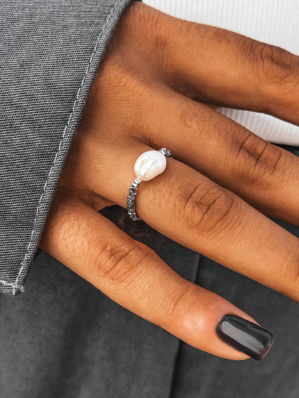 Каблучка перлина Срібло 925° (родій) 978489