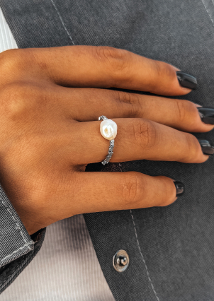 Каблучка перлина Срібло 925° (родій) 978489