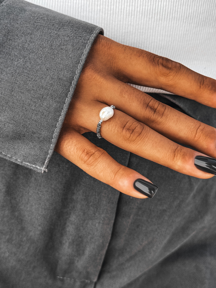 Каблучка перлина Срібло 925° (родій) 978489