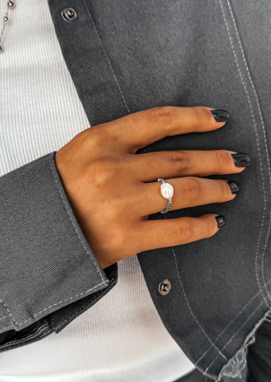 Каблучка перлина Срібло 925° (родій) 978489