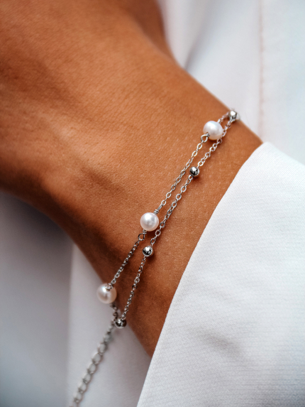 Браслет перлина Срібло 925° (родій) 978490