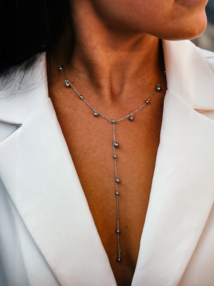 Кольє без вставок Срібло 925° (родій) 978491