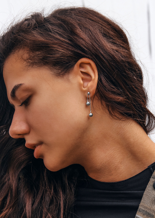 Сережки без вставок Срібло 925° (родій) 978492