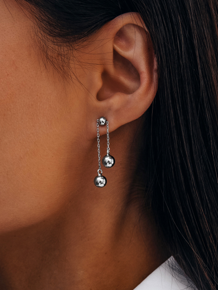 Сережки без вставок Срібло 925° (родій) 978492