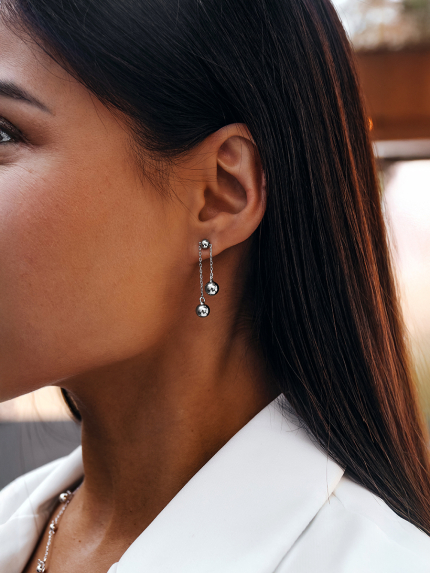 Сережки без вставок Срібло 925° (родій) 978492