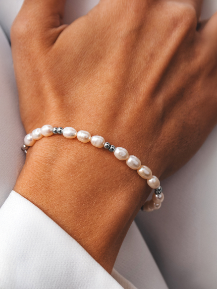 Bransoletka perłowa Srebro 925° (rod) 978495