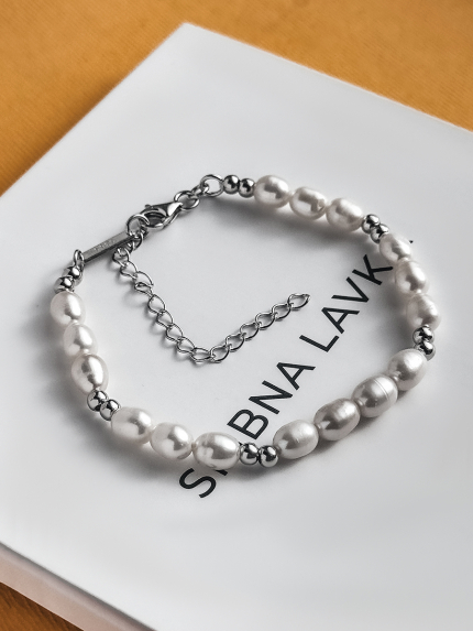 Bransoletka perłowa Srebro 925° (rod) 978495