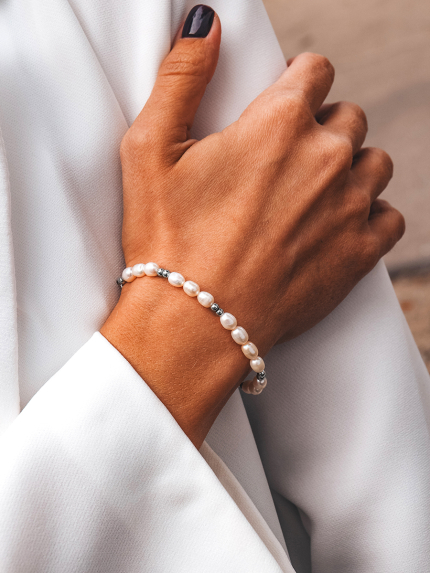 Bransoletka perłowa Srebro 925° (rod) 978495