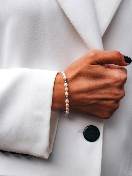 Bransoletka perłowa Srebro 925° (rod) 978495