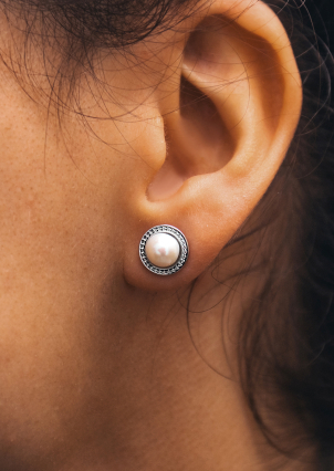 Сережки перлина Срібло 925° (родій) 978496