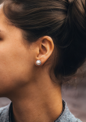 Сережки перлина Срібло 925° (родій) 978496