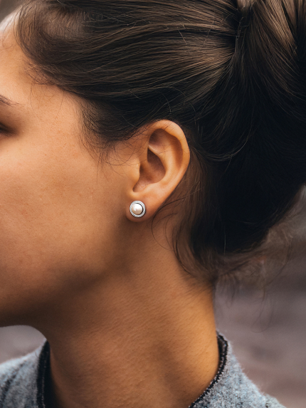 Сережки перлина Срібло 925° (родій) 978496