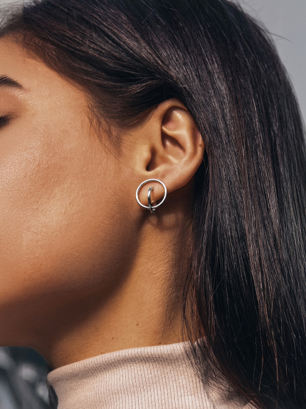 Сережки без вставок Срібло 925° (родій) 82829