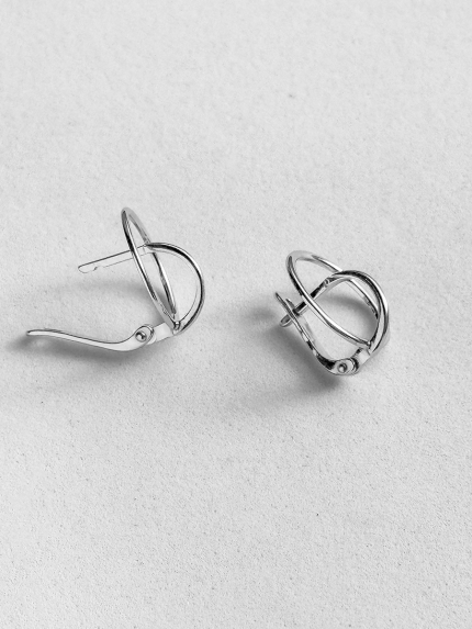 Сережки без вставок Срібло 925° (родій) 82829