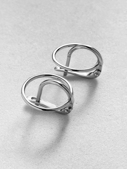 Сережки без вставок Срібло 925° (родій) 82829