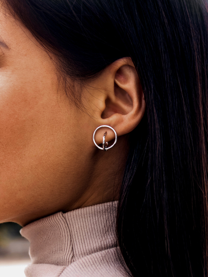 Сережки без вставок Срібло 925° (родій) 82829