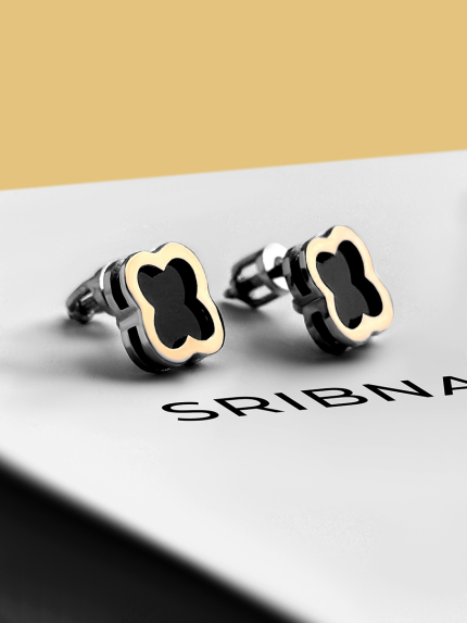 Onyx earrings Silver 925° gold 375° 978500