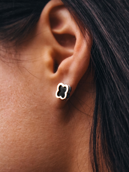Onyx earrings Silver 925° gold 375° 978500