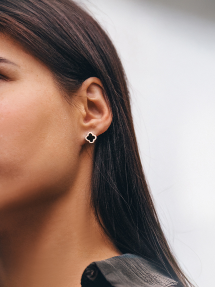 Onyx earrings Silver 925° gold 375° 978500