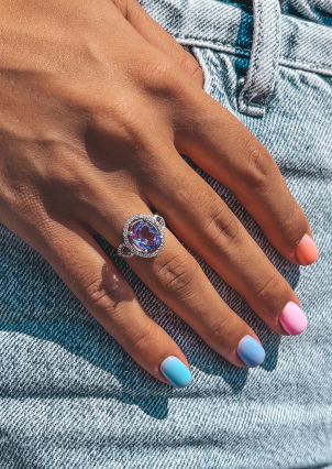 Каблучка аметист Срібло 925° (родій) 1747/9р