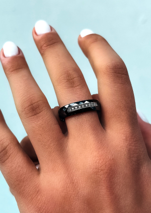 Каблучка Кераміка фіаніт срібло 925°/ ювелірна кераміка с1010ч