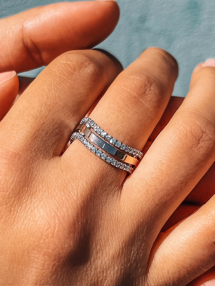 Ring cubic zirconia Silver 925° gold 375° 000179