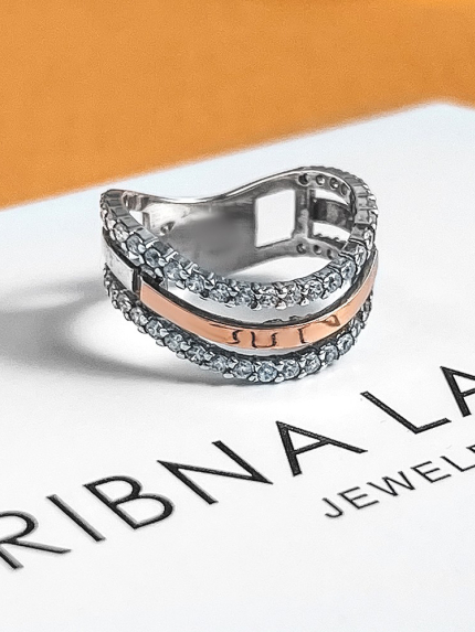 Ring cubic zirconia Silver 925° gold 375° 000179